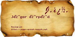 Jáger Árpád névjegykártya